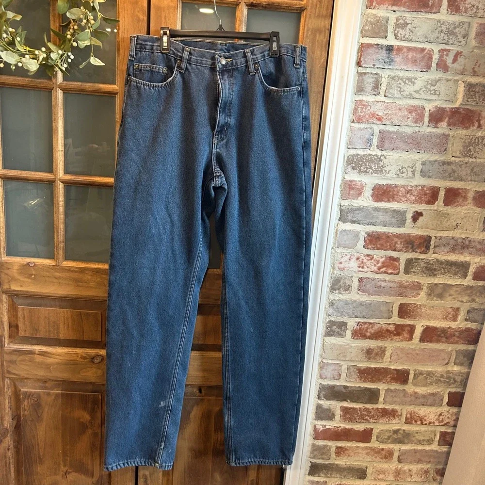 Rugged Wear Mens‎ Fleece Lined Jeans 36x36 Dark Wash Denim Workwear Carpenter